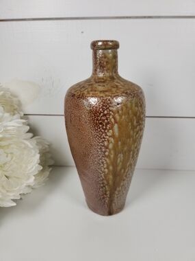 Vintage Campos Filhos Averio Portugal Pottery Vase 9.5" | Stoneware Bottle